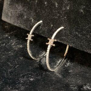 Luxury Silver & Rhinestone Hoop Earrings
